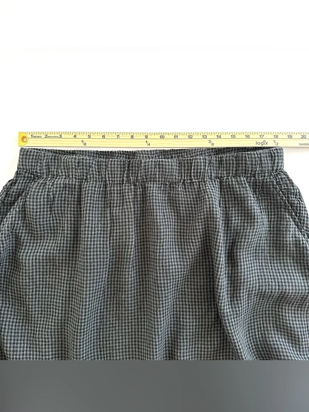 Eileen Fisher Gathered Organic Linen Maxi Skirt Black & Grey Check | XL | EUC - Picture 5 of 9